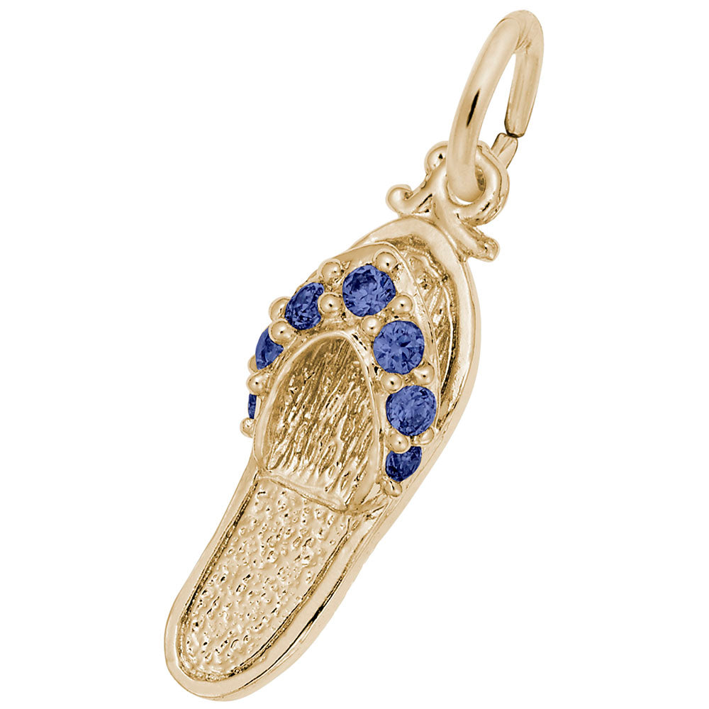 Blue Sapphire Beach Sandal Charm for Travel Lovers - Rembrandt 2730-009