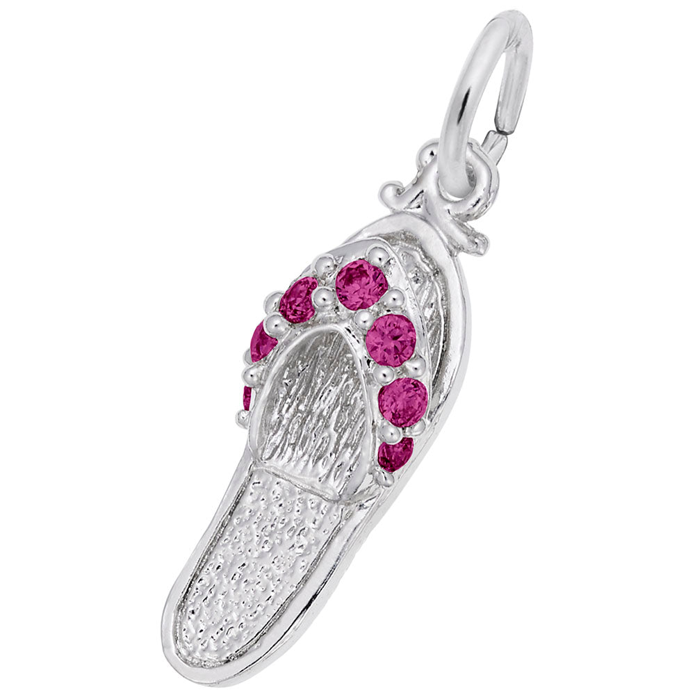Ruby Red Beach Sandal Charm for Travel Lovers - Rembrandt Charms 2730-007