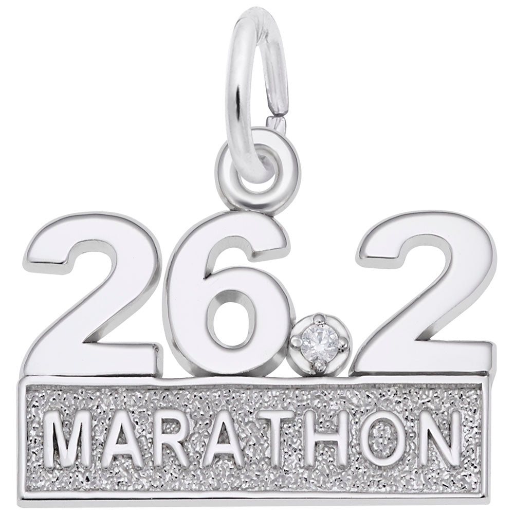 Marathon 26.2 White Spinel Charm for Running Enthusiasts 2737