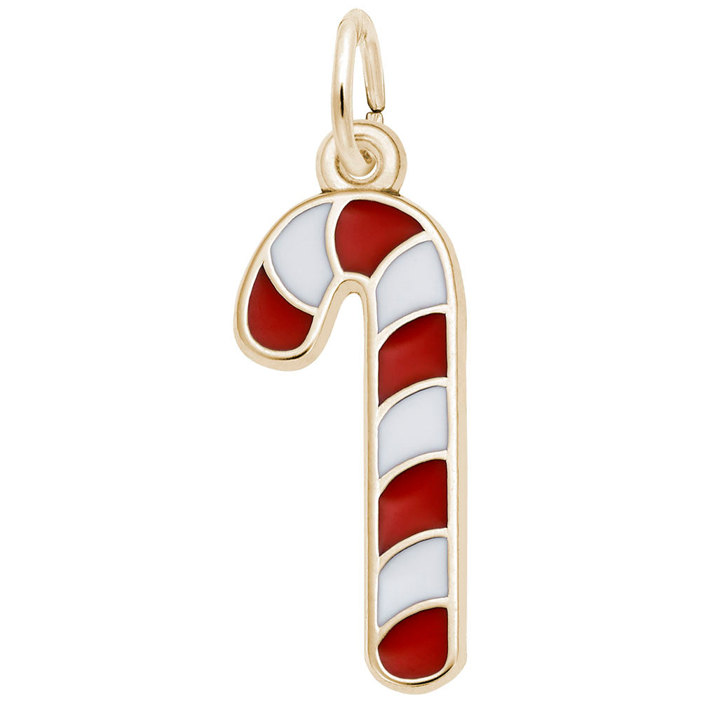 Red & White Candy Cane Charm for Bracelets - Festive Holiday Jewelry 2740