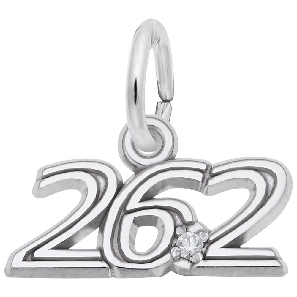 Marathon 26.2 White Spinel Charm for Runners - Rembrandt Charms 2745