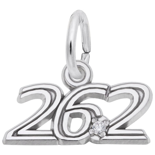 Marathon 26.2 White Spinel Charm for Runners - Rembrandt Charms 2745