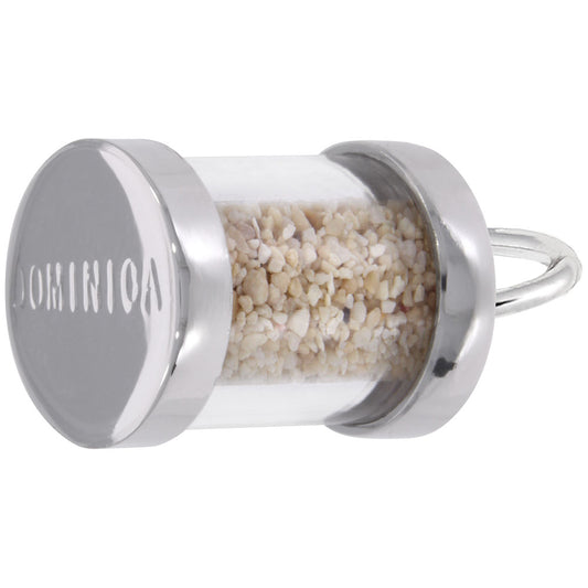 Dominica Sand Capsule Charm - Unique Travel Keepsake Jewelry 2825