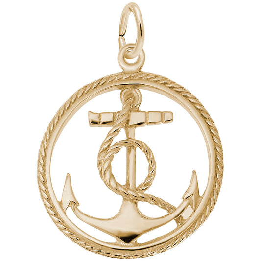 Ships Anchor in Rope Circle Charm - Nautical Jewelry for All 2884