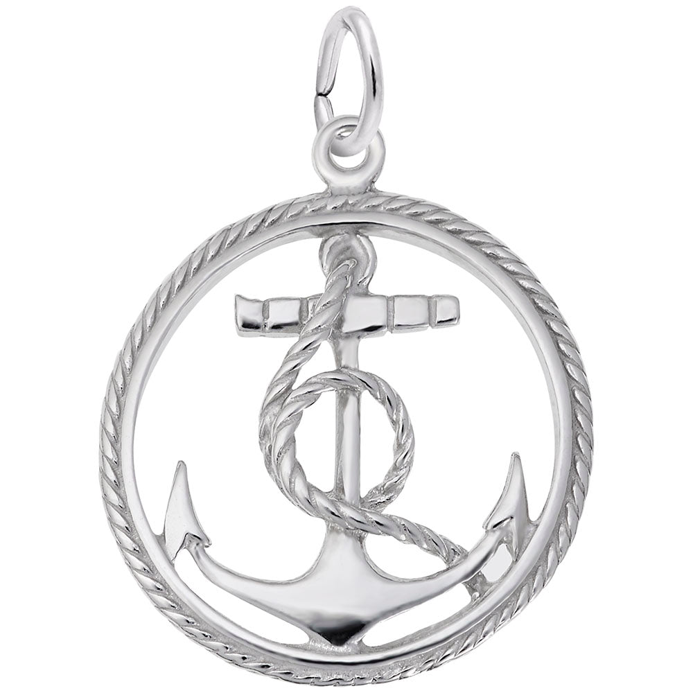 Ships Anchor in Rope Circle Charm - Nautical Jewelry for All 2884