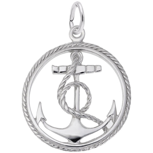 Ships Anchor in Rope Circle Charm - Nautical Jewelry for All 2884
