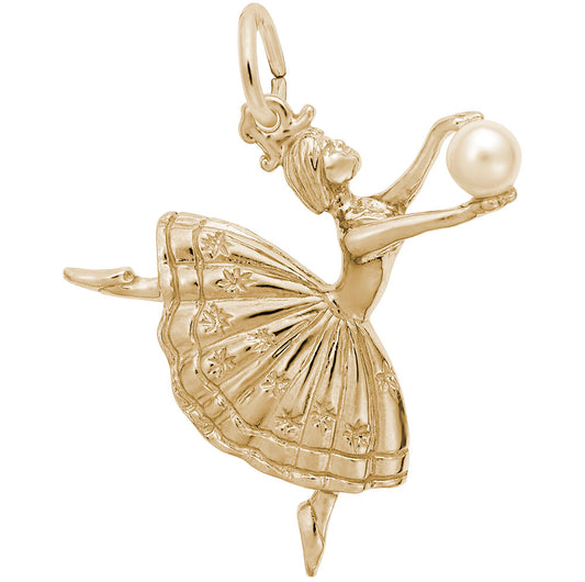 Dancer with Pearl Charm - Elegant Dance Jewelry for Performers 2927