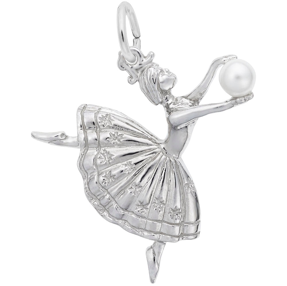 Dancer with Pearl Charm - Elegant Dance Jewelry for Performers 2927