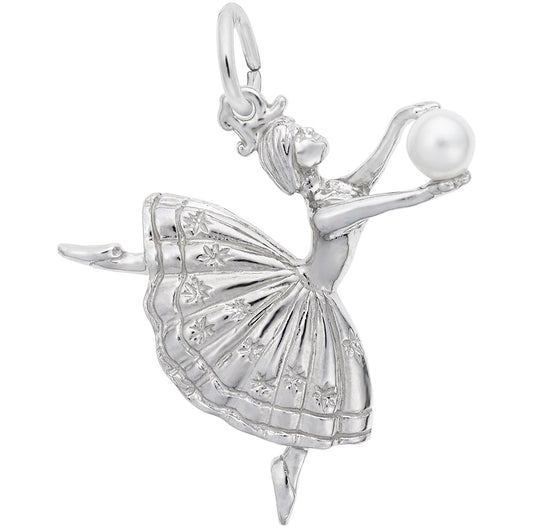 Dancer with Pearl Charm - Elegant Dance Jewelry for Performers 2927