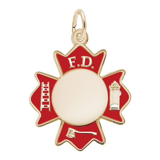 Painted Fire Department Badge Charm for Collectors & Gifts 2946-001