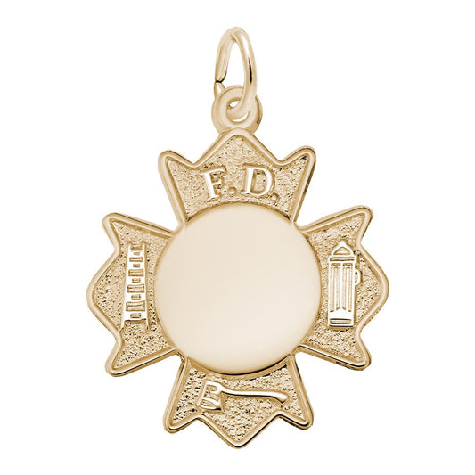Fire Department Badge Charm - Unique Firefighter Jewelry Gift 2946