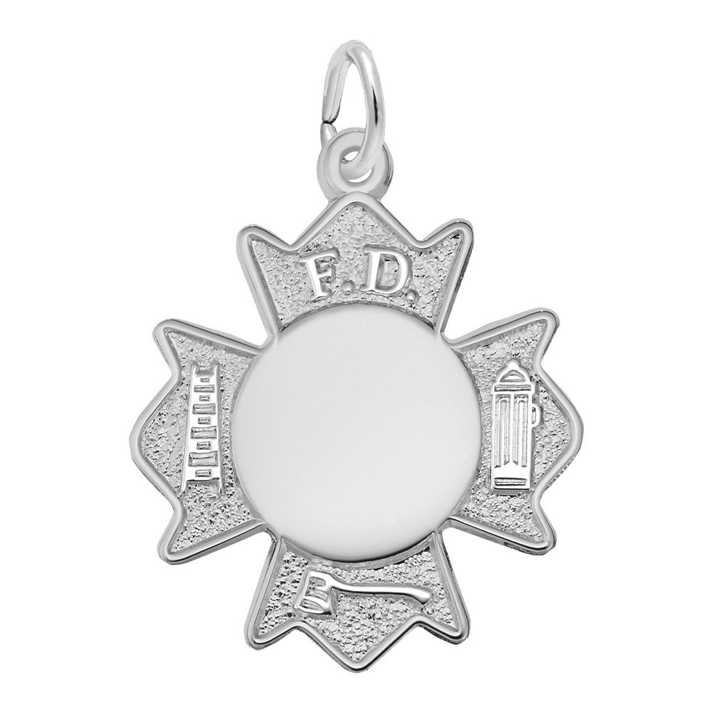 Fire Department Badge Charm - Unique Firefighter Jewelry Gift 2946