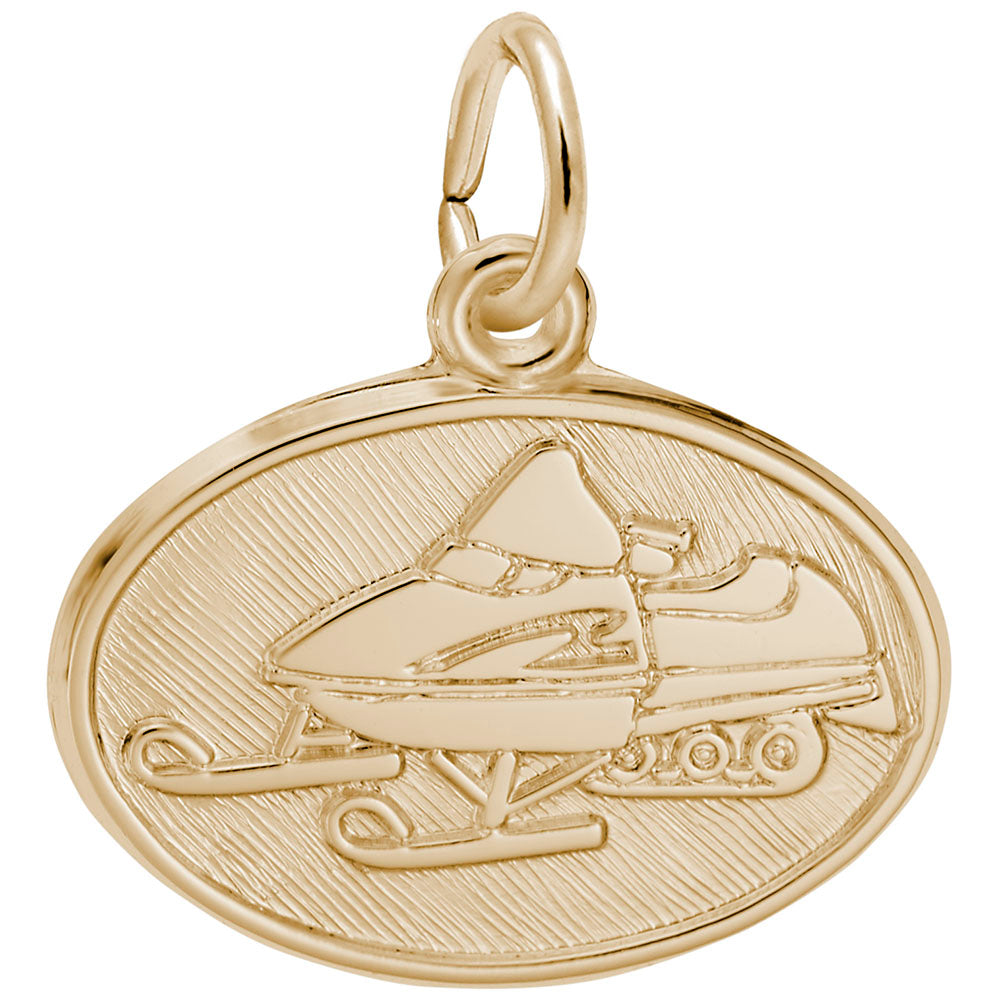 Snowmobile Oval Disc Charm - Perfect for Winter Sports Lovers 2958