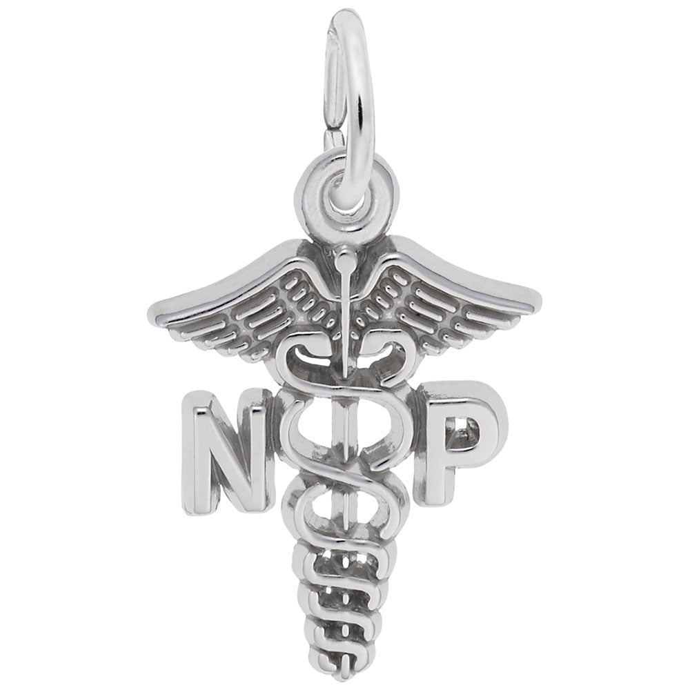 Elegant Nurse Practitioner Caduceus Charm for Medical Professionals 2964