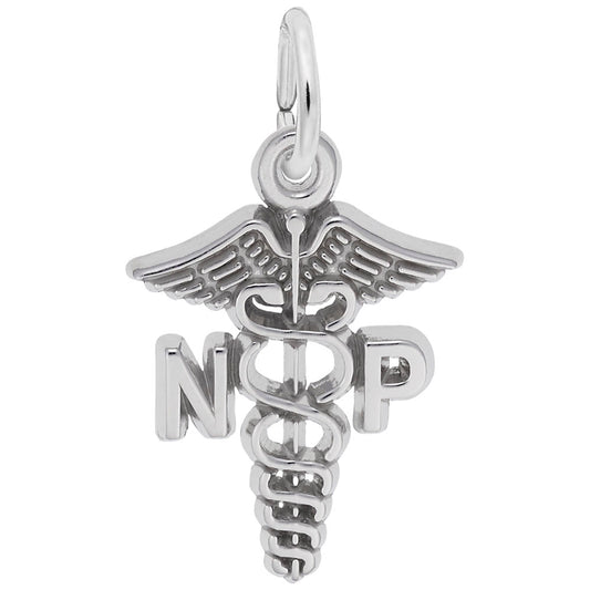 Elegant Nurse Practitioner Caduceus Charm for Medical Professionals 2964