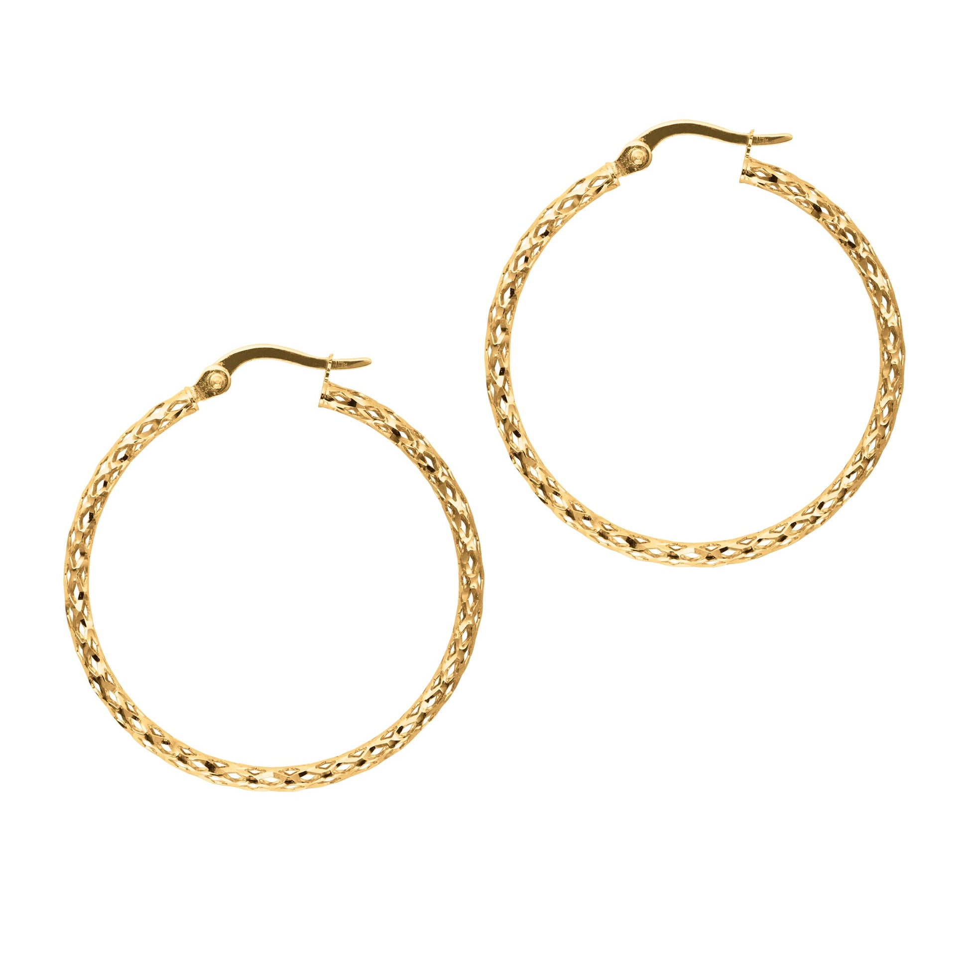 Royal Chain 10K Gold Round Diamond Cut Hoop Earring 3005ER