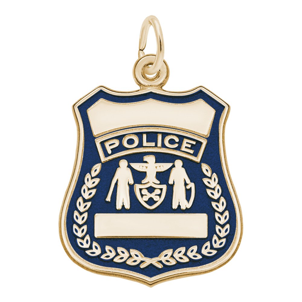 Painted Police Badge Charm for Law Enforcement Jewelry Collection 3039-001