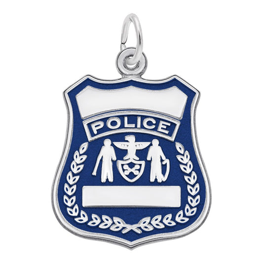 Painted Police Badge Charm for Law Enforcement Jewelry Collection 3039-001