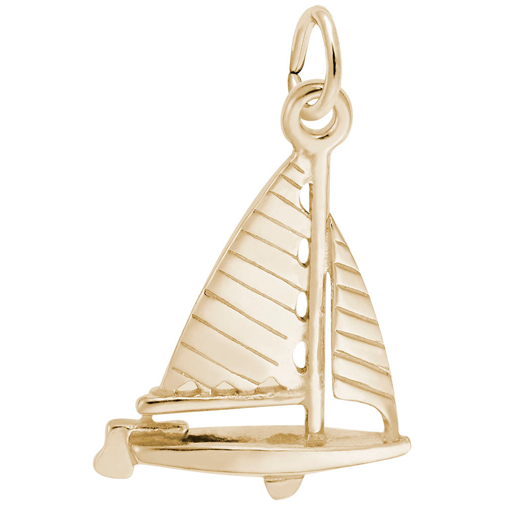 Striped Sloop Sailboat Charm - Nautical Jewelry for Ocean Lovers 3067