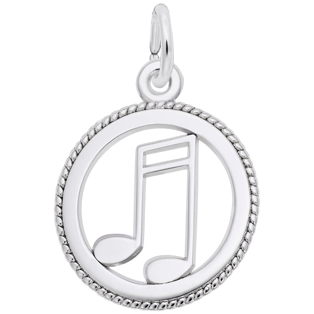 Music Note Disc Charm - Elegant Silver Pendant for Music Lovers 3166