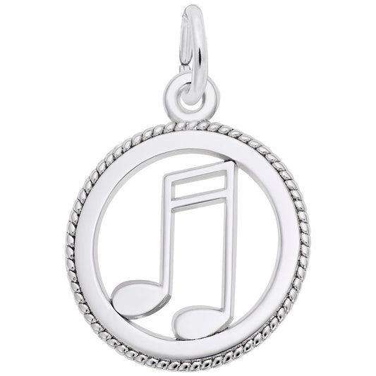 Music Note Disc Charm - Elegant Silver Pendant for Music Lovers 3166
