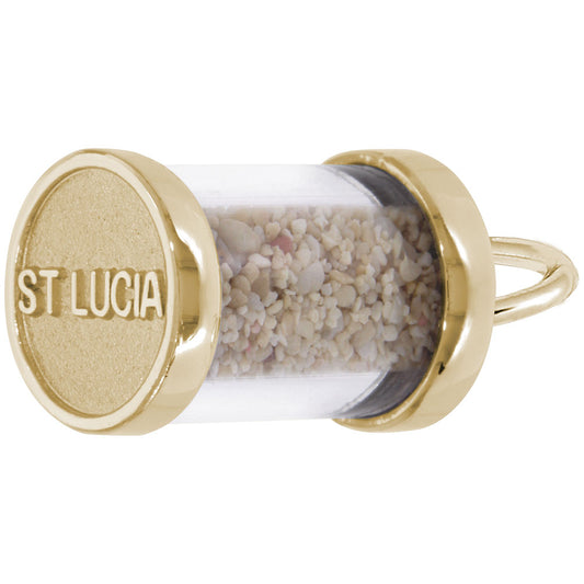 St. Lucia Sand Capsule Charm - Unique Travel Keepsake Jewelry 3189