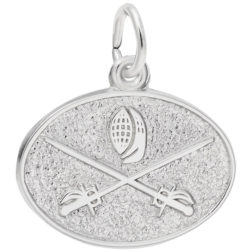 Fencing Oval Disc Charm - Elegant Sports Jewelry for Fencers 3201