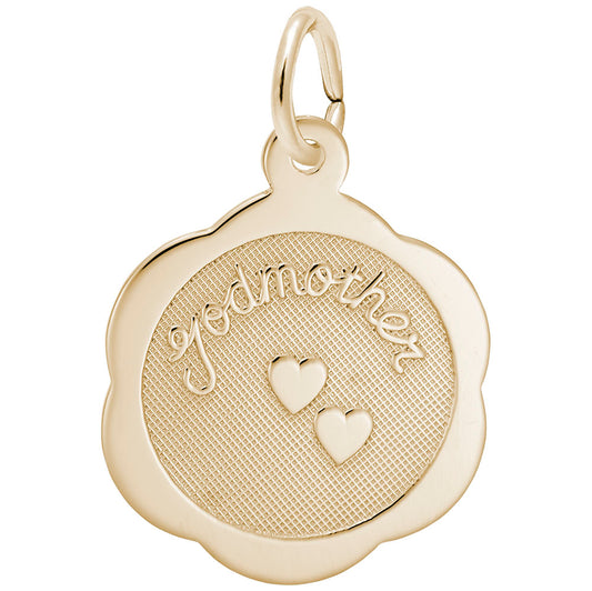 Godmother Scalloped Disc Charm - Elegant Friendship Jewelry Gift 3207