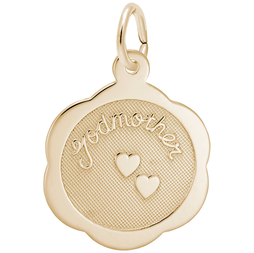 Godmother Scalloped Disc Charm - Elegant Friendship Jewelry Gift 3207
