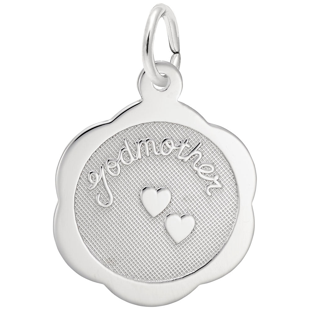 Godmother Scalloped Disc Charm - Elegant Friendship Jewelry Gift 3207