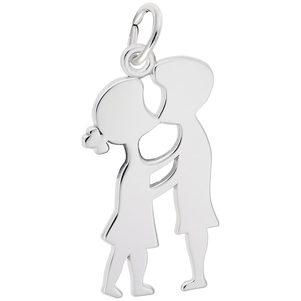 Kissing Couple Charm - Romantic Silhouette Disc for Jewelry 3263