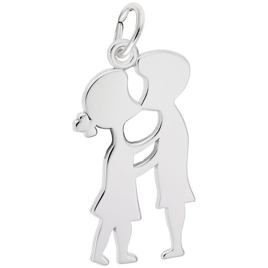 Kissing Couple Charm - Romantic Silhouette Disc for Jewelry 3263