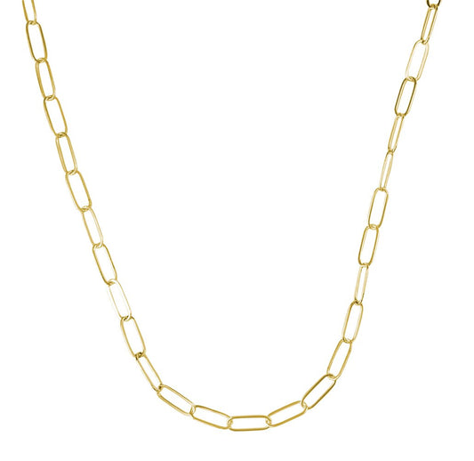 Paperclip Necklace - Gold Plate, 21" Plate