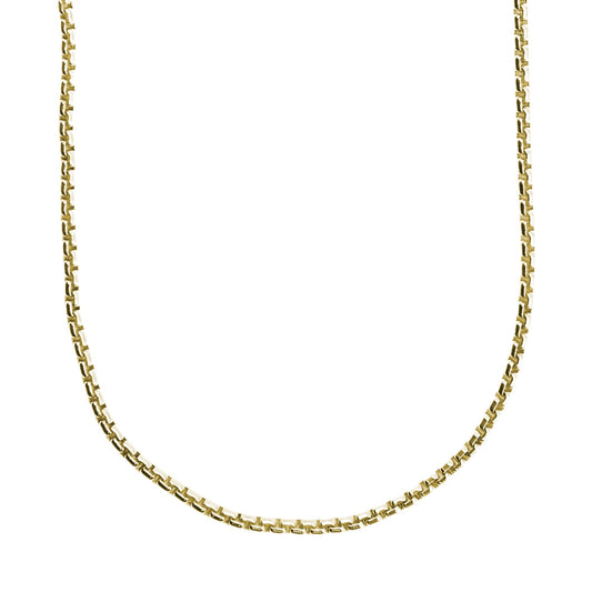 Round Box Chain Necklace - 20", 14K White Gold