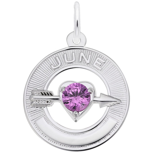 June Love Birthstone Charm - Family & Friendship Jewelry Gift 3336