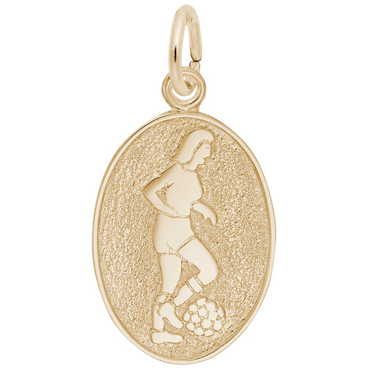 Soccer Player Oval Disc Charm - Personalized Sports Jewelry Gift 3354
