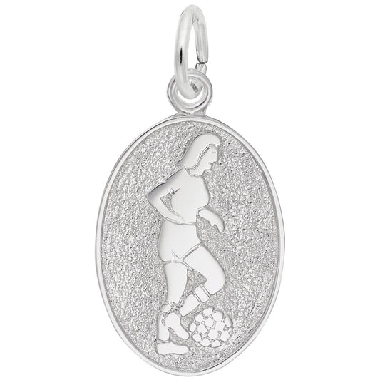 Soccer Player Oval Disc Charm - Personalized Sports Jewelry Gift 3354