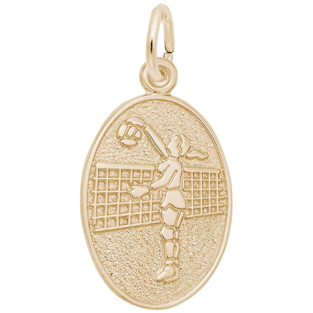 Volleyball Player Oval Disc Charm - Perfect Sports Jewelry Gift 3355