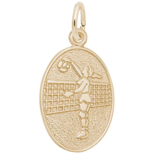 Volleyball Player Oval Disc Charm - Perfect Sports Jewelry Gift 3355