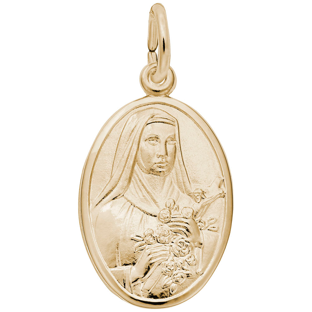 St. Theresa Oval Disc Charm - Faith Symbol Jewelry for Inspiration 3368
