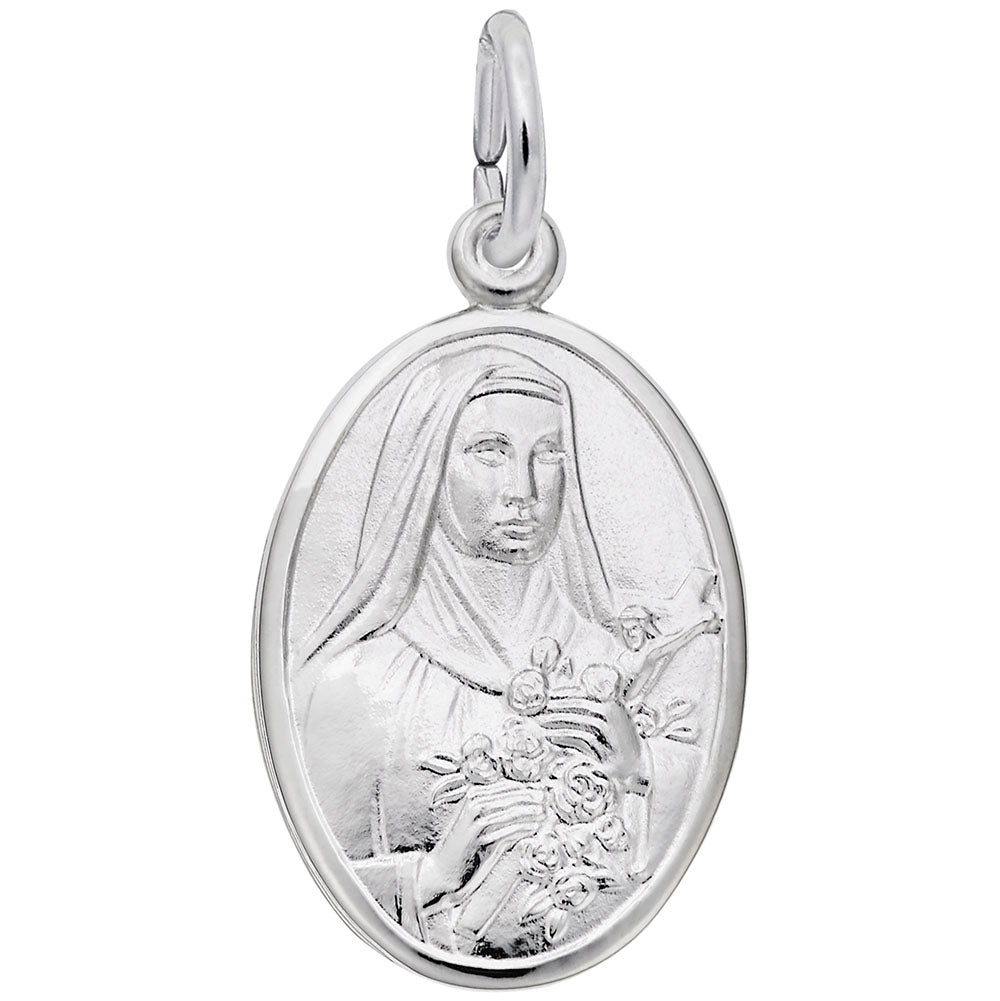 St. Theresa Oval Disc Charm - Faith Symbol Jewelry for Inspiration 3368