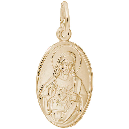 Faith-Inspired Sacred Heart Oval Disc Charm for Meaningful Jewelry 3369