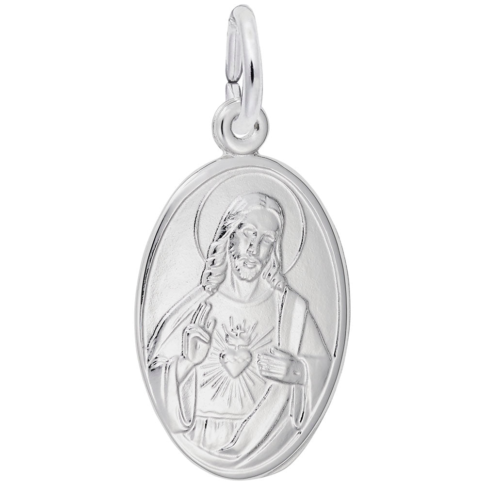 Faith-Inspired Sacred Heart Oval Disc Charm for Meaningful Jewelry 3369