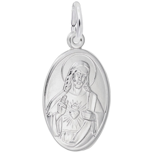 Faith-Inspired Sacred Heart Oval Disc Charm for Meaningful Jewelry 3369