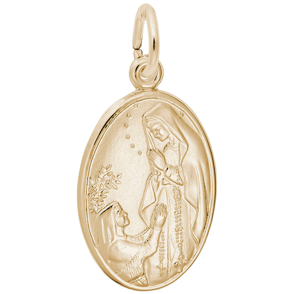 Our Lady of Lourdes Oval Disc Charm - Religious Jewelry Gift 3380
