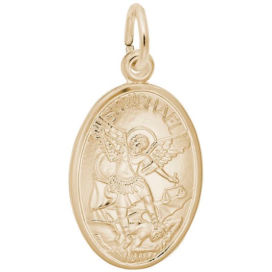 St. Michael Oval Disc Charm - Faith Symbol Jewelry for Protection 3388