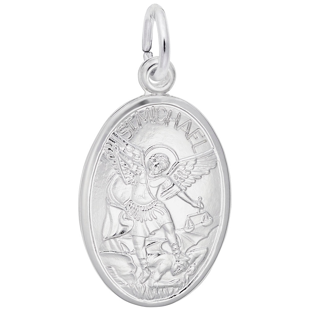 St. Michael Oval Disc Charm - Faith Symbol Jewelry for Protection 3388