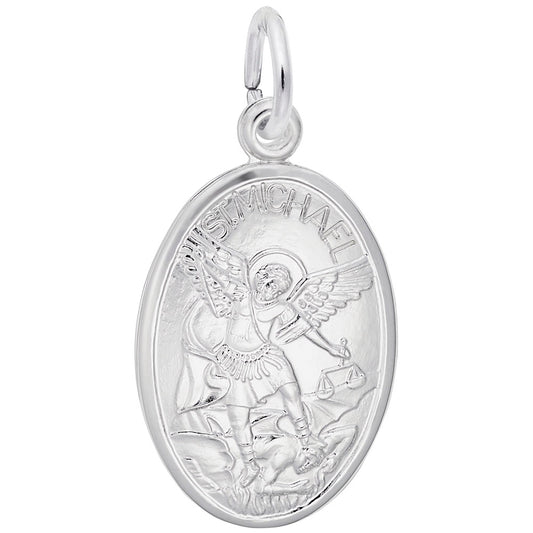 St. Michael Oval Disc Charm - Faith Symbol Jewelry for Protection 3388