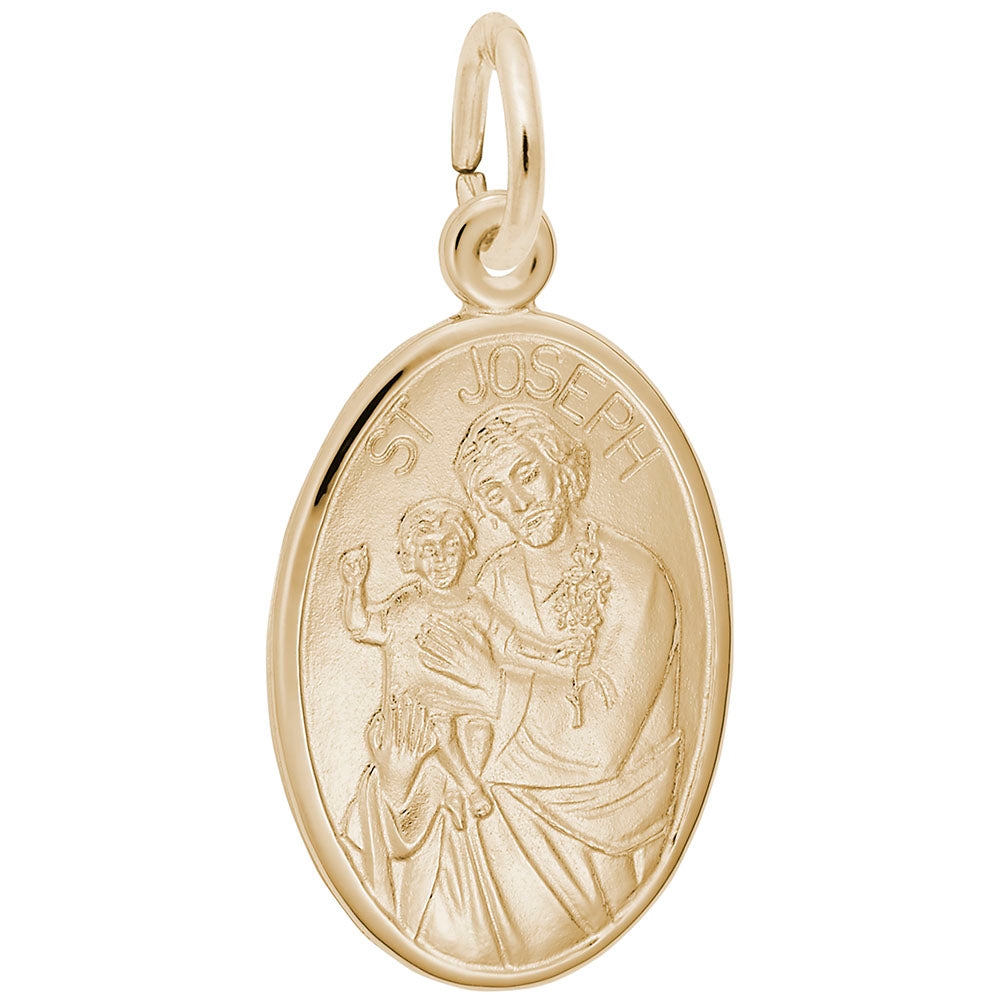 St. Joseph Oval Disc Charm - Faith Symbol Jewelry for Believers 3389