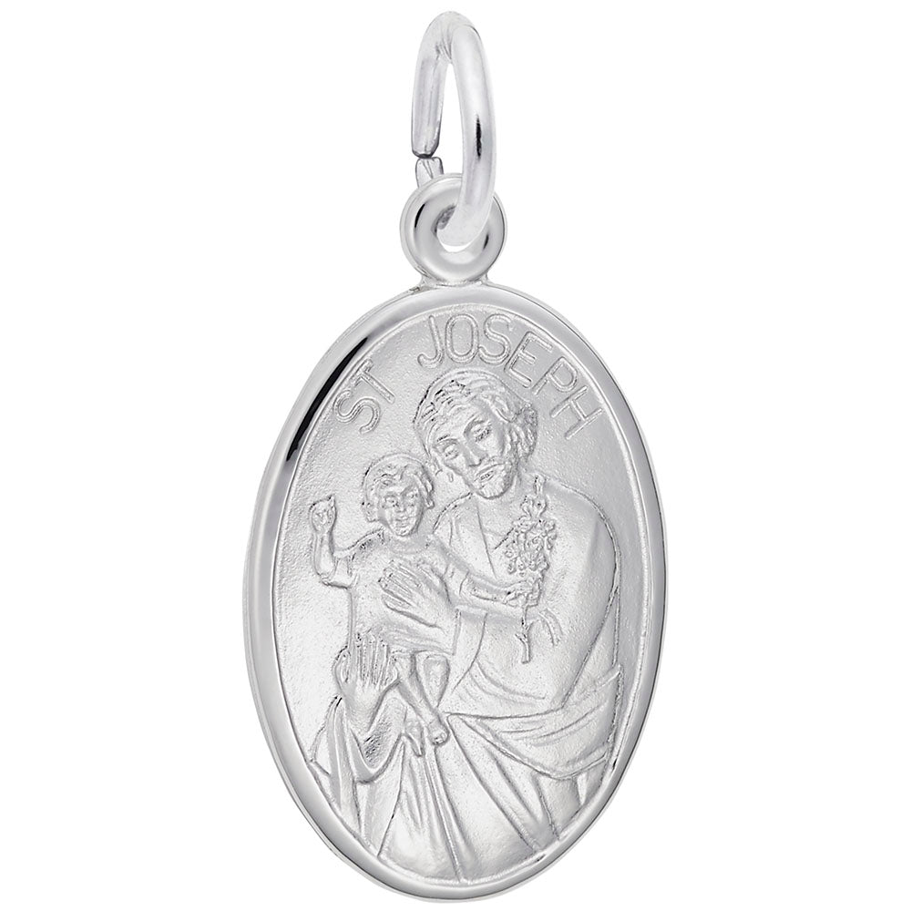 St. Joseph Oval Disc Charm - Faith Symbol Jewelry for Believers 3389